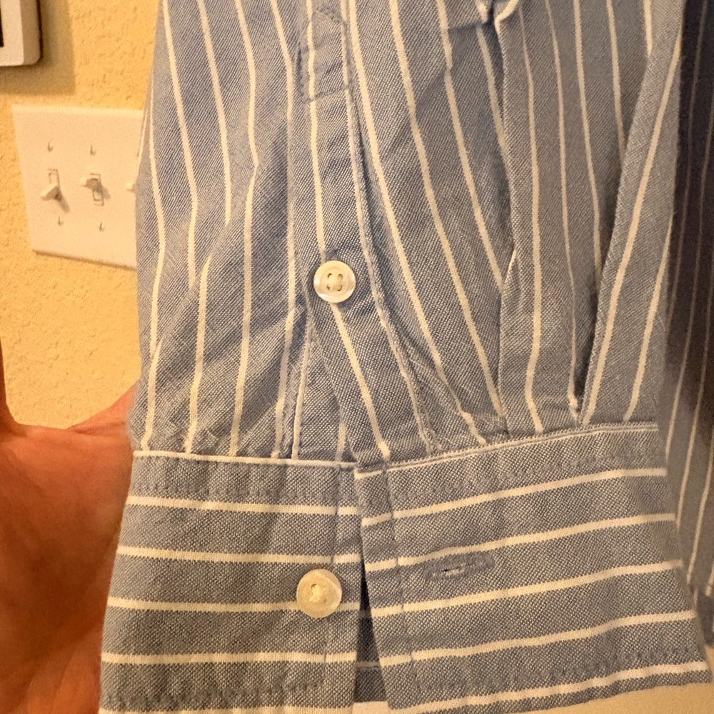 Universal Thread Blue and White Stripe Button Down Shirt - Picture 6 of 7